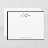 Personalisierte Golfklubs und Ball Navy Border Mitteilungskarte (Vorne/Hinten)