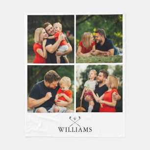 Personalisierte Golfschläger-Fotocollage mit Namen Fleecedecke