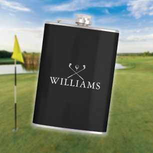 Personalisierte Golfschläger mit Namen in Schwarz Flachmann