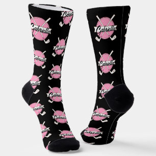 Personalisierte Golfschläger Pink/Black Monogramm  Socken