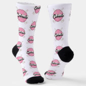 Personalisierte Golfschläger Pink/White Monogramm Socken (Gewinkelt)