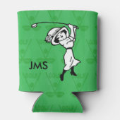 Personalisierte Golfspielerin Cartoon Dosenkühler (Rückseite)