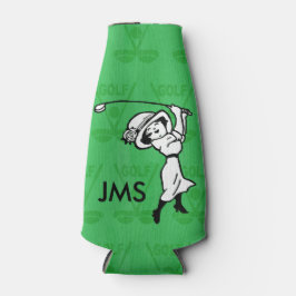 Personalisierte Golfspielerin Cartoon Flaschenkühler