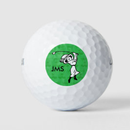 Personalisierte Golfspielerin Cartoon Golfball
