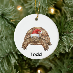 Personalisierte Gopher-Schildkröte mit Santa-Hut Keramik Ornament