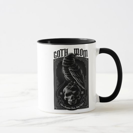 Personalisierte Goth Mama, Raven & Skull 2 Seite Tasse (Rechts)