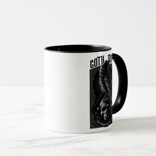 Personalisierte Goth Mama, Raven & Skull Tasse (VorderseiteRechts)