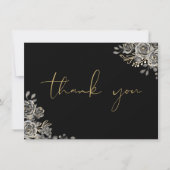 Personalisierte Gothic Black and Gold Script Dankeskarte (Vorderseite)