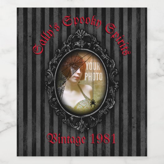 Personalisierte Gothic-Rahmen mit Spider Weinetikett (Einzelnes Label)