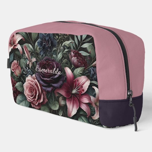 Personalisierte Gothic-Rosen-Blumen-Reisetasche fü Waschbeutel (Rechte Ecke)