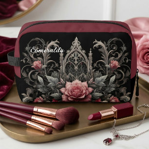 Personalisierte Gothic-Rosen-Blumen-Reisetasche fü Waschbeutel