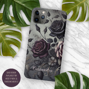 Personalisierte gotische dunkle Rose Floral Victor Case-Mate iPhone Hülle