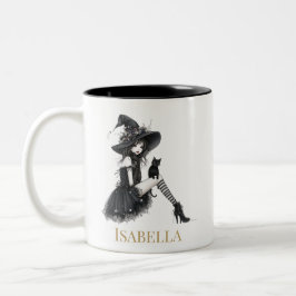 Personalisierte gotische Hexe – Maßgeschneiderter Zweifarbige Tasse