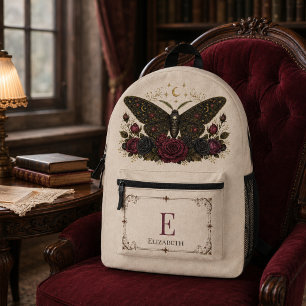 Personalisierte gotische Mottenrosen Vintage-Elfen Bedruckter Rucksack