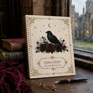 Personalisierte gotische Rabenrosen Dark Academia Notizblock