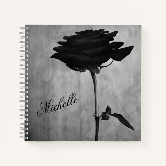Personalisierte gotische Schwarze Rose Notizblock (Vorderseite)