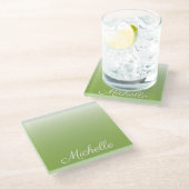 Personalisierte Gradientengrün Glasuntersetzer (Schrägansicht)