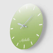 Personalisierte Gradientengrün Große Wanduhr (Winkel)