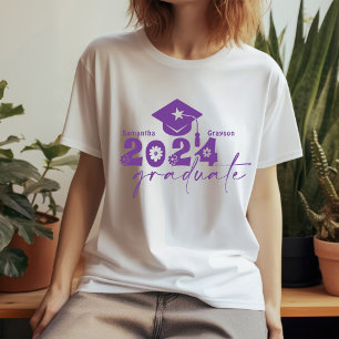 Personalisierte Graduate Class 2024 Lila T-Shirt