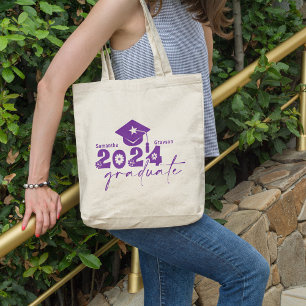 Personalisierte Graduate Class 2024 Lila Tragetasche