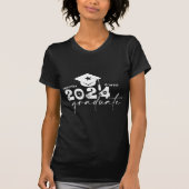 Personalisierte Graduate Class of 2024 Black & Whi T-Shirt (Vorderseite)
