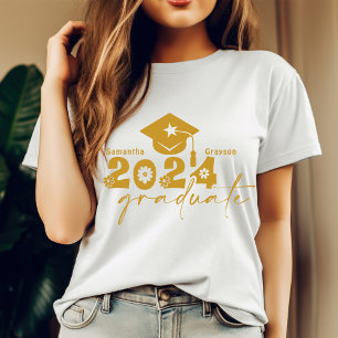 Personalisierte Graduate Class of 2024 Gold T-Shirt