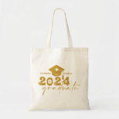Personalisierte Graduate Class of 2024 Gold Tragetasche (Vorne)