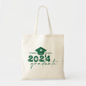Personalisierte Graduate Class of 2024 Green Tragetasche (Vorne)