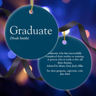 Personalisierte Graduate Definition Modernes Blau Keramik Ornament
