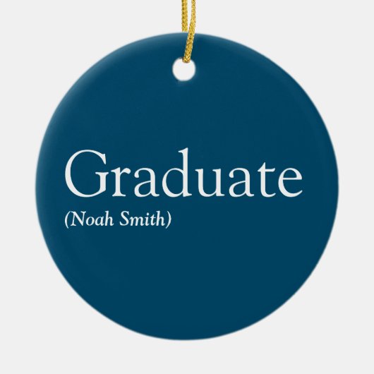 Personalisierte Graduate Definition Modernes Blau Keramik Ornament (Vorne)