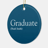 Personalisierte Graduate Definition Modernes Blau Keramik Ornament (Links)