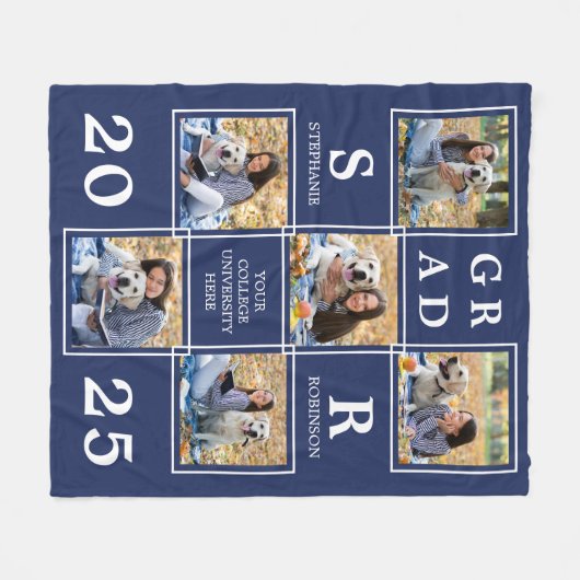 Personalisierte Graduate Keepake FotoCollage Fleecedecke (Vorderseite (Horizontal))