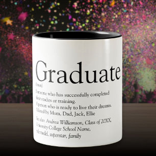 Personalisierte Graduiertendefinition Schwarz und  Zweifarbige Tasse