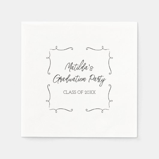 Personalisierte Graduierungspartei mit handgezogen Serviette (Vorderseite)