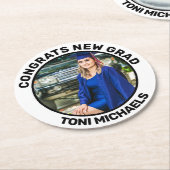 Personalisierte Graduierungspartei Runder Pappuntersetzer (Angewinkelt)