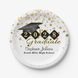 Personalisierte Graduierungsparty Black & Gold 20X Pappteller