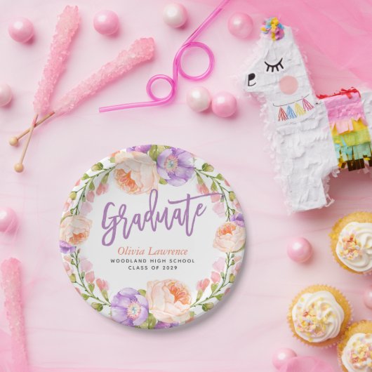 Personalisierte-Graduierungsparty für Wasserfarben Pappteller (Party)