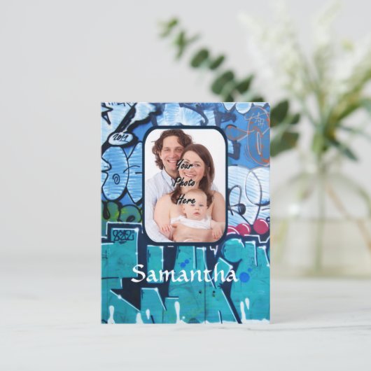 Personalisierte Graffiti Postkarte (Stehend Vorderseite)