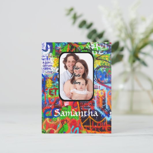 Personalisierte Graffiti Postkarte (Stehend Vorderseite)