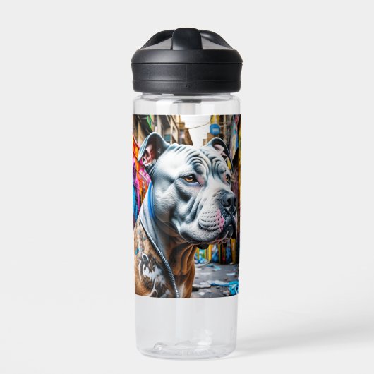 Personalisierte Graffiti Street Art Pitbull Trinkflasche (Vorderseite)