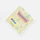 Personalisierte Gratulation Retro Serviette (Ecke)