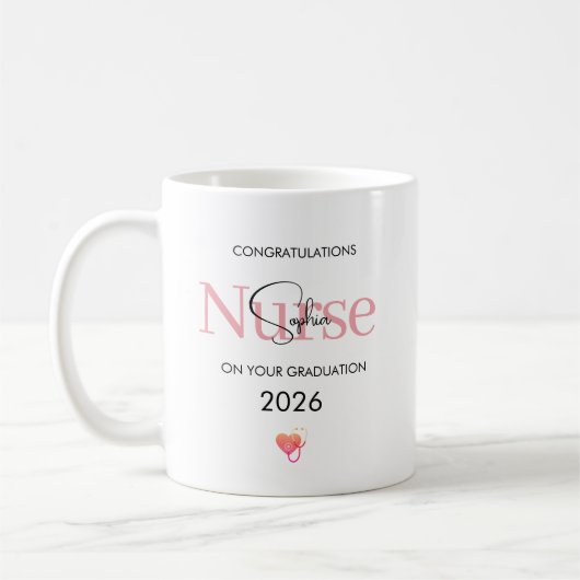 Personalisierte Gratulation zur Krankenpfleger-Abs Kaffeetasse (Links)