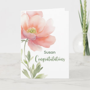 Personalisierte Gratulations-Wasserfarben-Blume Karte