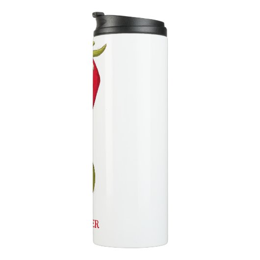 Personalisierte, graue Apfelkernkids Thermosbecher (Nach rechts gedreht)