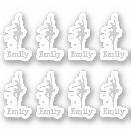 personalisierte graue Ballerina Aufkleber (Vorderseite)