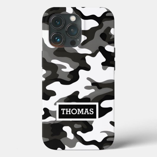 Personalisierte graue Camouflage Case-Mate iPhone Hülle (Rückseite)