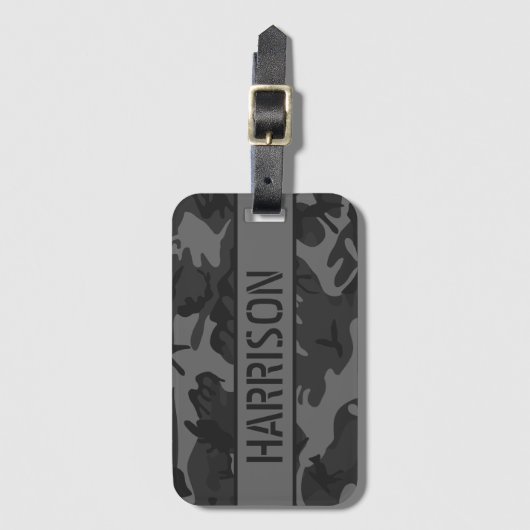 Personalisierte graue Camouflage Gepäckanhänger (Vorderseite Vertikal)
