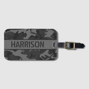 Personalisierte graue Camouflage Gepäckanhänger