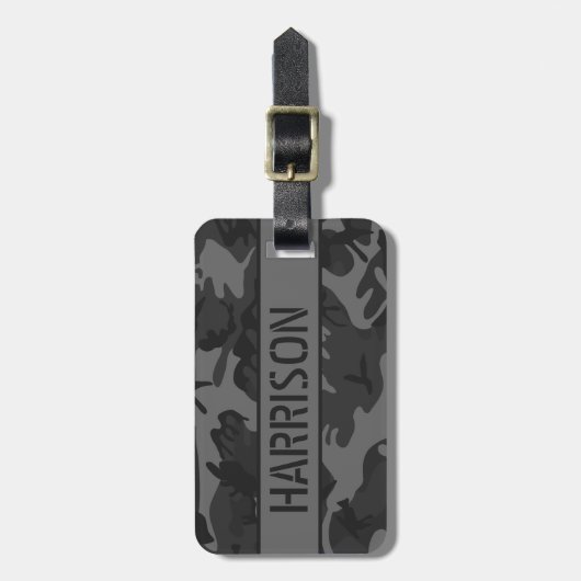 Personalisierte graue Camouflage Gepäckanhänger (Vorderseite vertikal)