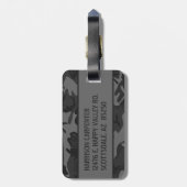 Personalisierte graue Camouflage Gepäckanhänger (Rückseite vertikal)